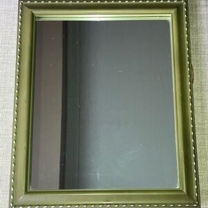 Olive green with silver design mirror- 9.5x7.5”